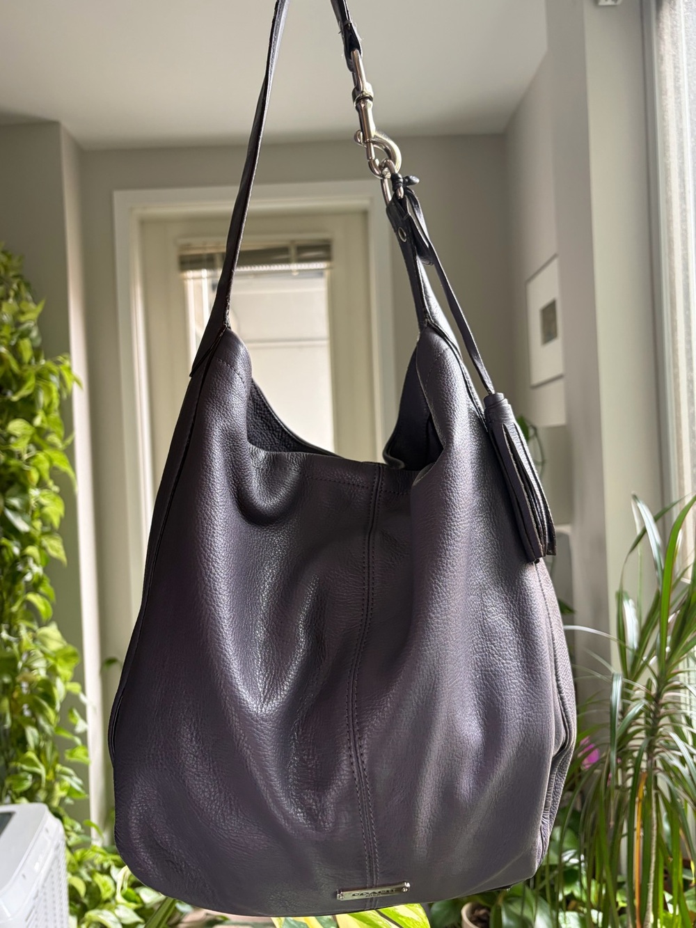 Coach grayish purple Leather Hobo Bag good condition